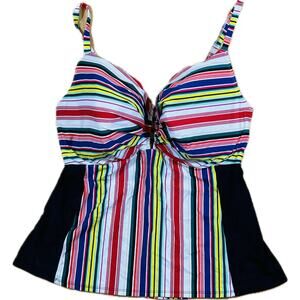 Cacique Women’s Swim Tankini Top‎ Multicolor Stripe Full Coverage Supportive 42H